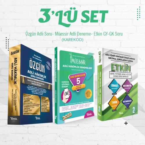 3'lü Set Özgün Adli Hakimlik Soru Bankası +Müessir Adli Hakimlik Denemeleri (KAREKOD)+ Etkin Genel Yetenek-Genel Kültür Çıkmış Soru Bankası