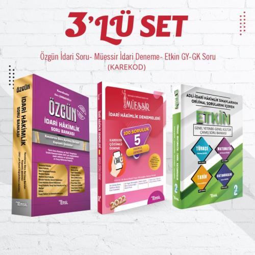 3'lü Set Özgün İdari Hakimlik Soru Bankası +Müessir İdari Hakimlik Denemeleri (KAREKOD)+ Etkin Genel Yetenek-Genel Kültür Çıkmış Soru Bankası