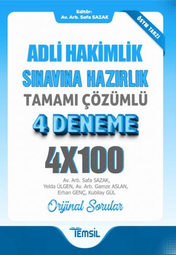 Adli Hakimlik Sınavına Hazırlık Tamamı Çözümlü 4 Deneme