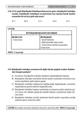Kaymakamlık Soru Bankası Türkiye'de Mahalli İdareler