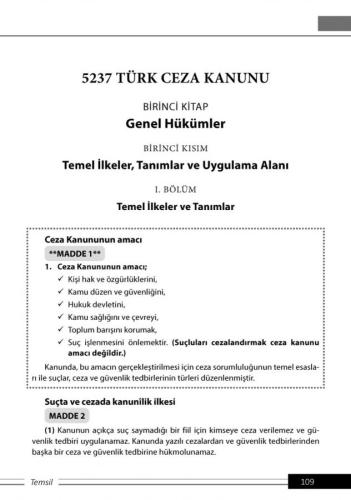 Komite Ceza Hukuku - Genel Hükümler