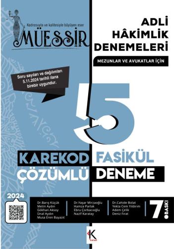 Müessir Adli Hakimlik Denemeleri- CEVAPLI/ 2024